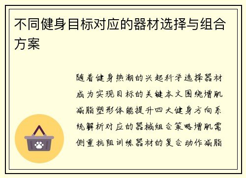 不同健身目标对应的器材选择与组合方案